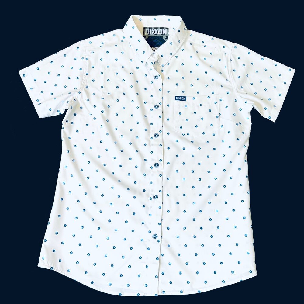Dixxon Flannel Co Women's Large Polkacide Button up Short Sleeve Shirt